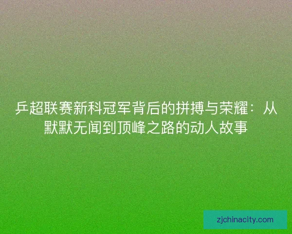 乒超联赛新科冠军背后的拼搏与荣耀：从默默无闻到顶峰之路的动人故事
